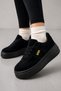 Women's Black Sneaker Casual Sports Shoes Thick High Sole Comfortable Lace-Up Casual Shoes