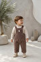 Baby Boy Rabbit Embroidered Velvet Salopet and Long Sleeve Top 2-Piece Set - 2