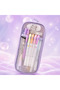 Transparent Mesh Zippered Pen Holder Large Capacity Pastel Pencil Case Organizer Color Options Available