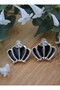 Crown earrings enamel - black - - 4