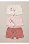 Girl's Multi-Colored 100% Cotton Rabbit Patterned Boxer Briefs 3-Pack