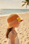 Cute Teddy Bear Detailed Orange Straw Beach Hat for Kids - 2