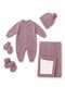 Baby Girl Newborn Knitted Knitwear Set 0-3 Months 5 Pieces Cotton Hospital Release Gift Winter (Visual Color Pink) - 4