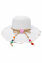 White Straw Beach Hat with Colorful Beads and Floral Detailing Summer Sun Hat