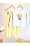 Children's Basic Sweatshirt and Yellow Striped Sweatpants Set - 4