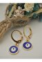 Evil eye beaded mini earrings - gold color - - 4