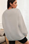 Women's Plain Crew Neck 3 Thread Sweatshirt - Dyed Gray - 2