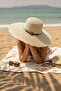 Women's Straw Wide Brim Summer Beach Hat with Bull Head Detail - 2
