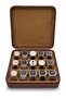 30×30×7 15 Compartments Zippered Wooden Case Watch Storage Box Brown - 3