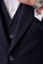 Men's Slim Fit Dark Navy Blue 3-Piece Suit with Vest Double Button Double Slit Suit 26005 - 5