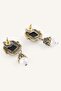 Square Stone and Pearl Detailed Dangle Women's Earrings I7157Axns - 3