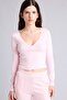 Fitted V-Neck Double-Breasted Look Ribbed Long Sleeve Crop Basic T-Shirt I6398Ax26Au - 3
