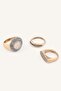 Women's Stone Embellished Different Shaped 3-Piece Ring Set I7173Axns - 2