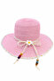 Pink Straw Beach Hat with Daisy and Bead Detail Wide Brim Kids Hat