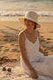 Women's Straw Weave Wide Brim Summer Beach Hat Cream Color - 2