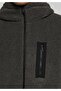 Double-Sided Outer Side Teddy Regular Fit Hooded Zippered Lined Men's Anthracite Coat - 5