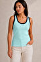 Women's Contrast Ribbed Wide Strap Ribbed Stretchy Regular Tank Top - 2