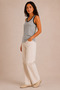 Women's Contrast Ribbed Wide Strap Ribbed Flexible Regular Fit Undershirt - 4
