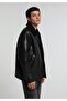 Regular Fit Shirt Neck Zippered Lined Men's Black Coat Pu