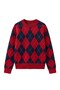 Red Navy Blue Haley Diamond Patterned Sweater - 2