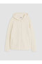 Ecru Hooded Girls' Plush Zippered Sweatshirt - 3