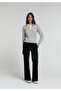 Regular Fit Polo Collar Plain Women's Gray Sweater - 3