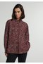 Boyfriend Fit Shirt Neck Printed Women's Multi-Colored Long Sleeve Shirt