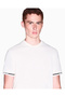 Men's Round Neck Short Sleeve Cotton Ecru T-Shirt - 2
