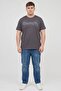 Men Crew Neck Short Sleeve Graphic Print T-Shirt, Dark Grey - 2