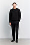 Men's Black Crew Neck Injection Printed 3 Thread Raised Sweatshirt A62Y1291 - 6