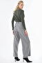 Stitched Detailed Wide Leg Pants Gray - 5