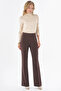 Cima Stitched Flare Fit Suede Trousers Brown
