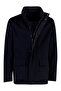 Men's Regular Fit Stand Collar 100% Cashmere Zippered Long Sleeve Navy Blue Jacket