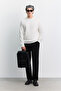 Men's Ecru Crew Neck Jacquard Sweatshirt A62Y1256 - 8