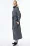Quilted Patterned Stand Collar Overcoat Smoked - 3