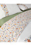 Bloomy Lines Cotton Single Bed Sheet Duvet Cover Set 160X220 cm Yellow - 5