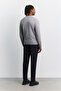 Men's Gray Crew Neck Full Jacquard Long Sleeve Sweater A62Y5002 - 5