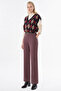 Belt Detailed Suede Trousers Burgundy - 3