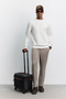 Men's Ecru Crew Neck Puff Printed Interlock Sweatshirt A62Y1285 - 7