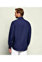 Men's Regular Fit Logo Embroidered Long Sleeve Navy Blue Shirt - 4