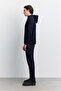 Men's Navy Blue Hooded Collar Interlock Sweatshirt with Kangaroo Pocket B001034 - 3