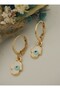 Evil eye beaded mini earrings - gold color - - 2