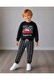 Boy's Car Printed Striped Pants Long Sleeve Top and Bottom Set - 3