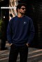 Men's Minimal Star & Compass Printed Cycling Round Neck Casual Sweatshirt