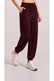 Women's Burgundy Modal Fabric Silky Textured Sweatpants - 8