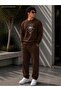 Men's Explore More Mountain Printed Crew Neck Regular Fit Men's Tracksuit Set /Straight Leg Bottom