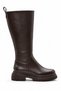 Raccoon Women's Brown Leather Thick-Tooled Sole Side Zipper Below the Knee Riding Boots 5 cm Heel - 2