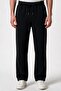Men's Black 3-Thread Comfortable Cut Cotton Sweatpants with Fleece Inside