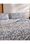Marcelline Double 100% Cotton Ranforce Printed Bed Sheet and Duvet Cover Set - Navy Blue - 4