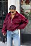 Women's Stand Collar Faux Fur Jacket - 5